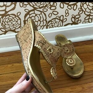 Jack Rogers Marbella Wedge Cork Gold Sandal